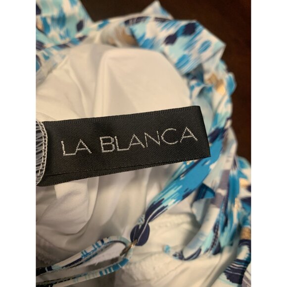 La Blanca Ruffle Metallic Swim Tankini Top Size M - Picture 4 of 7